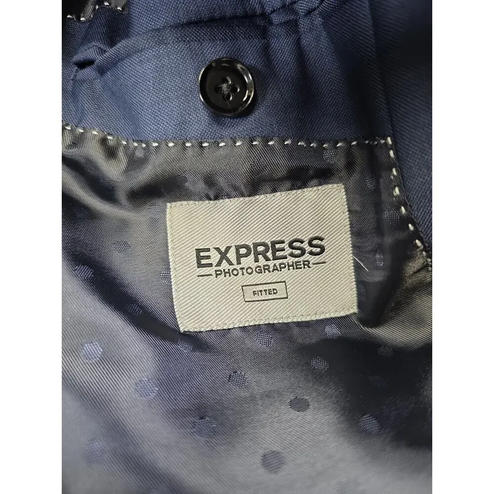Express Suit Mens Blazer 36 Short Pants 29 X 32 Photographer Fitted Blue